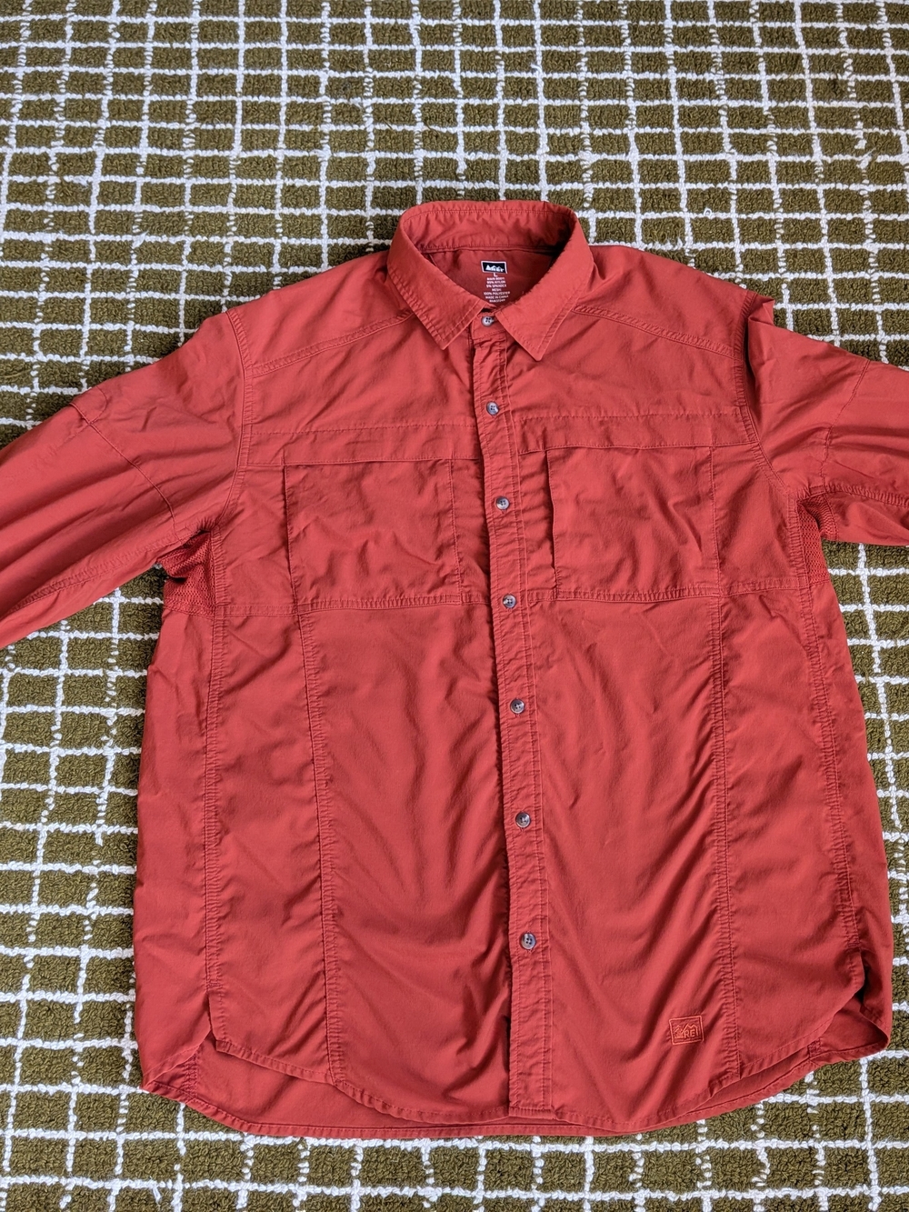 REI Men's Rust/Burnt Orange Casual Button-Up Shirt Jacket -